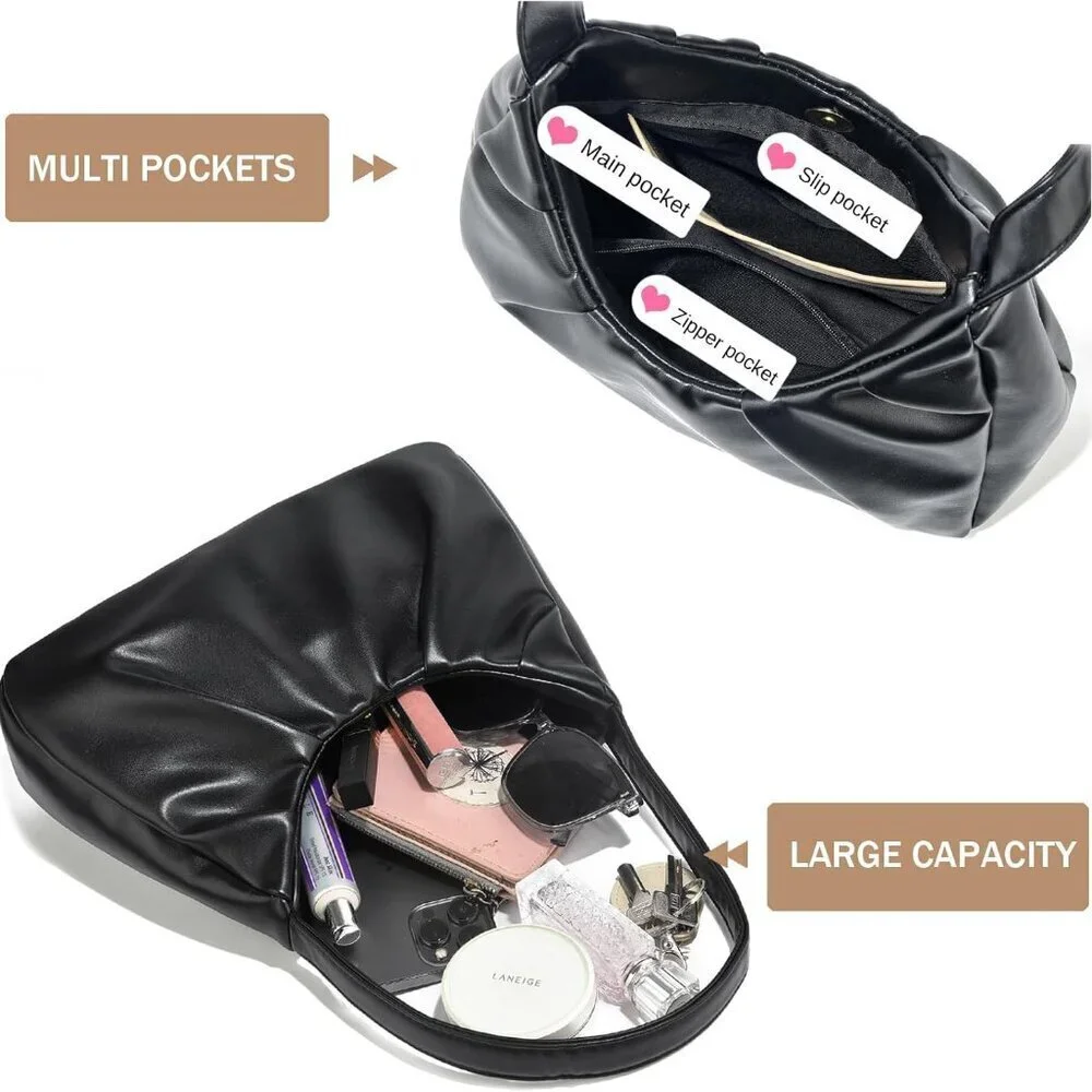 Small Vegan Leather Shoulder Bag Womens Retro Hobo Purse Crossbody